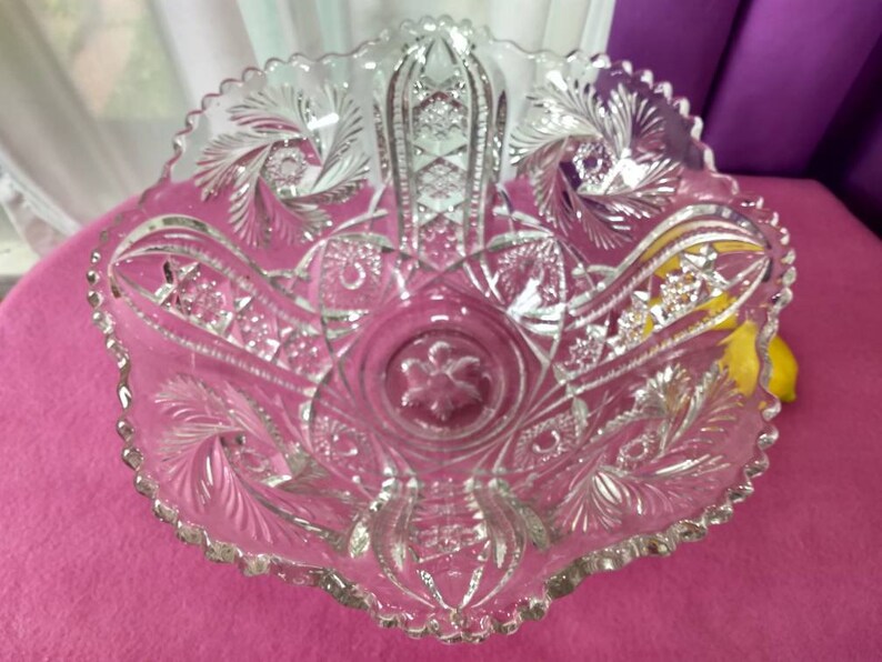 EAPG Vintage Wiltec Clear Punch Bowl Mckee Circa 1913 Spinning Etsy