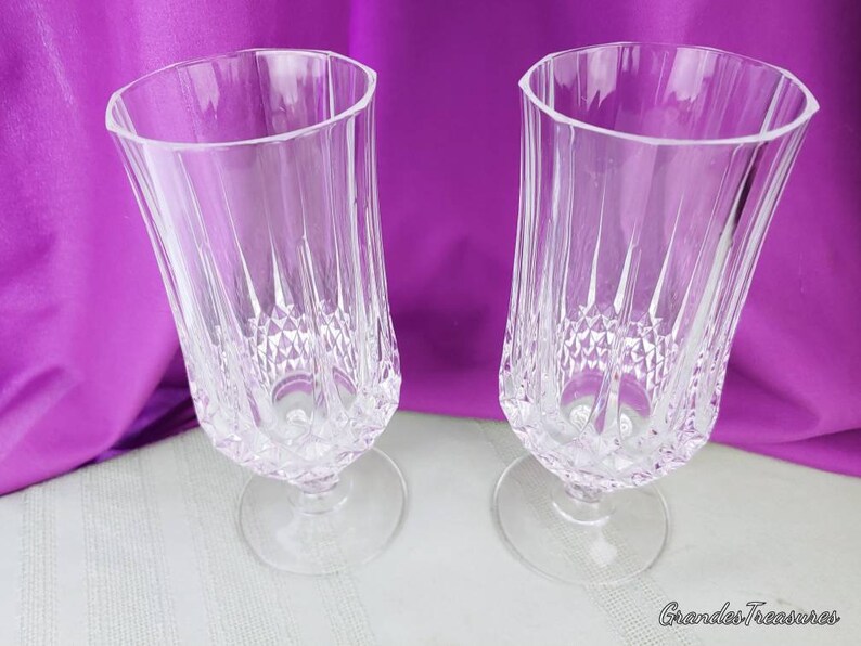 Verres à thé glacé Longchamps en cristal d'Arques-Durand lot de 2 verre soufflé cristal motif verre taillé image 6