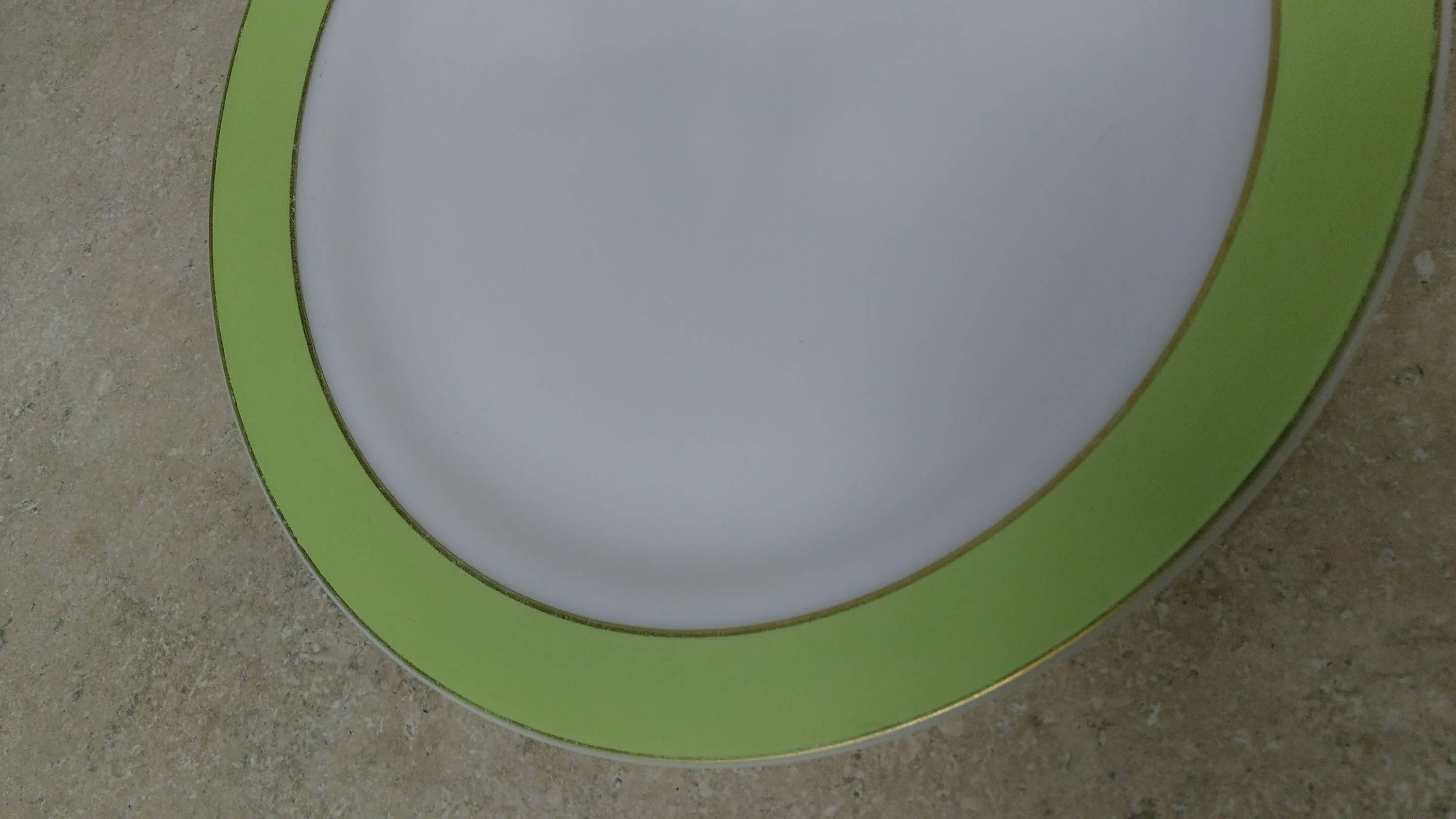 Pyrex Lime Green Band 12 Inch Large Serving Platter With Gold Trim