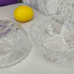 Vintage Glassware, Prescut Cereal Bowls Set Of 2 Anchor Hocking Early American Pressed Glass Cereal Bowl 775 Star Of David Bowl Set image 1