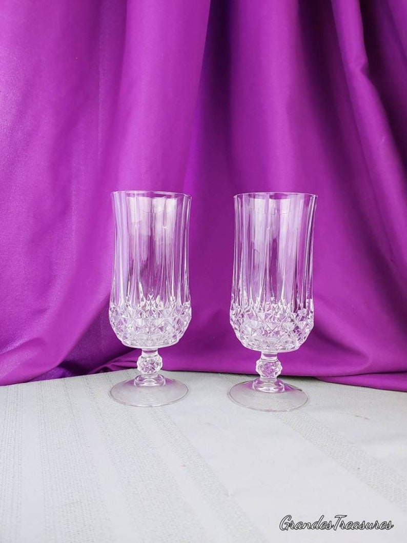 Verres à thé glacé Longchamps en cristal d'Arques-Durand lot de 2 verre soufflé cristal motif verre taillé image 1