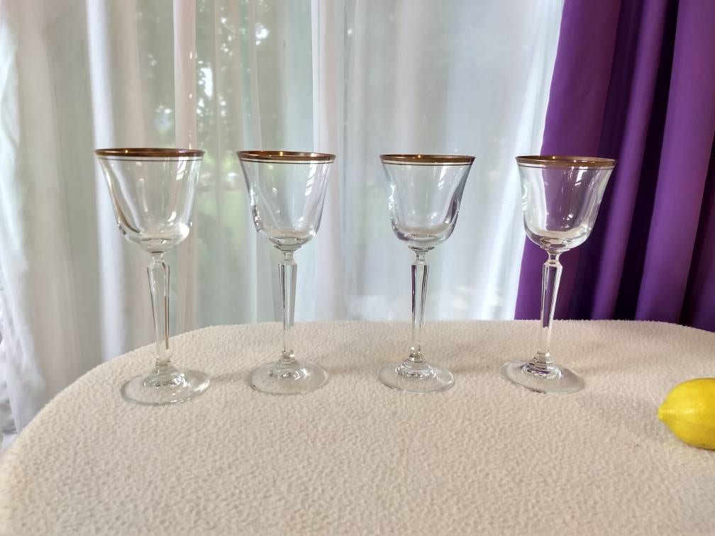 Mikasa Wheaton Gold Rim Fine Lead Crystal Wine Goblets Set Of 4 Fine