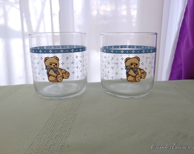 Tienshan Country Theodore Teddy Bear Low Ball Old Fashion Tumbler Drinkware Collectable Replacement Glasses Teddy Bear