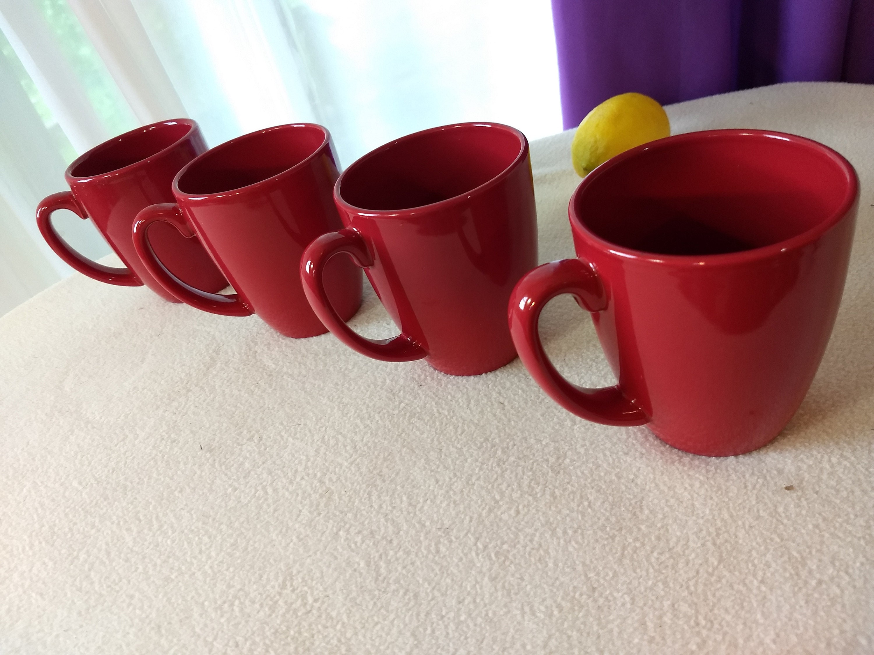 Berry Red Corelle Stoneware 10 Oz. Coffee Mugs Ceramic Cups Corning
