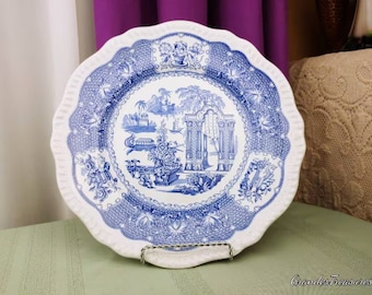 The Spode Blue Room Collection Padoga 11 Inch Wall Plate Regency Series Collectors Plate Wall Decor Blue Transferware Engraved Copper Plate