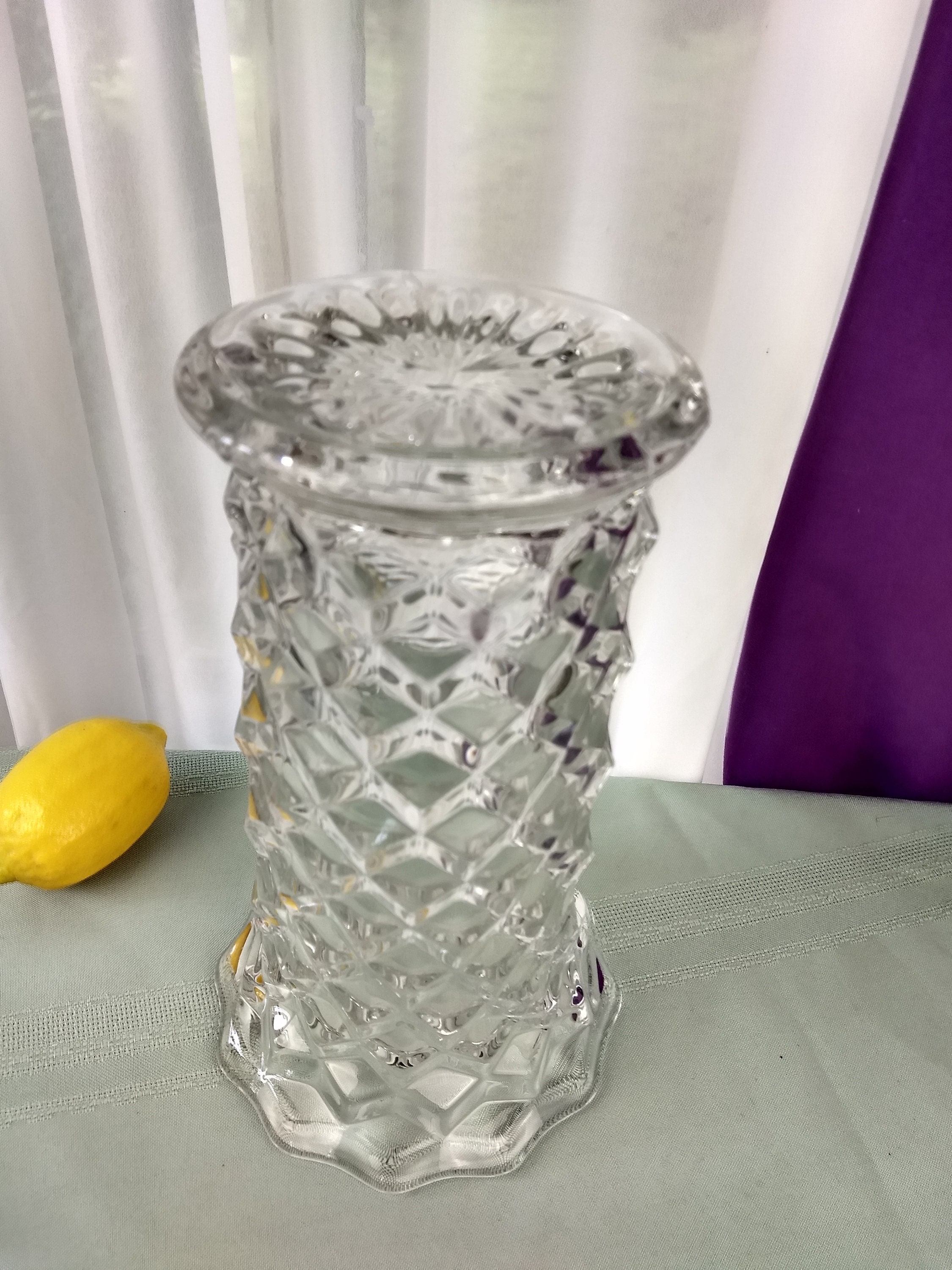 Fostoria American 9 Inch Flared Vase Chrystal Clear Vase Cubist Tall