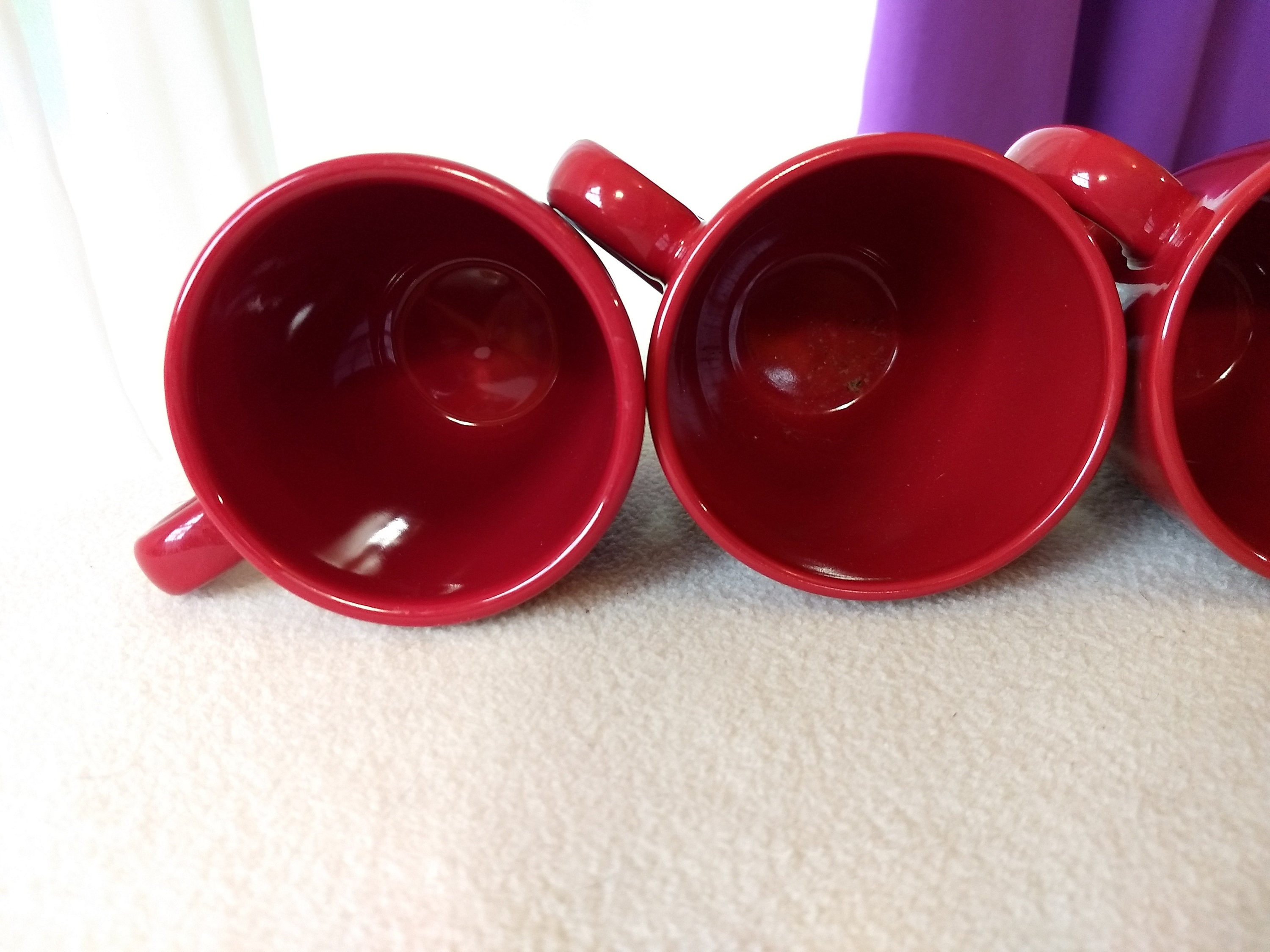 Berry Red Corelle Stoneware 10 Oz. Coffee Mugs Ceramic Cups Corning