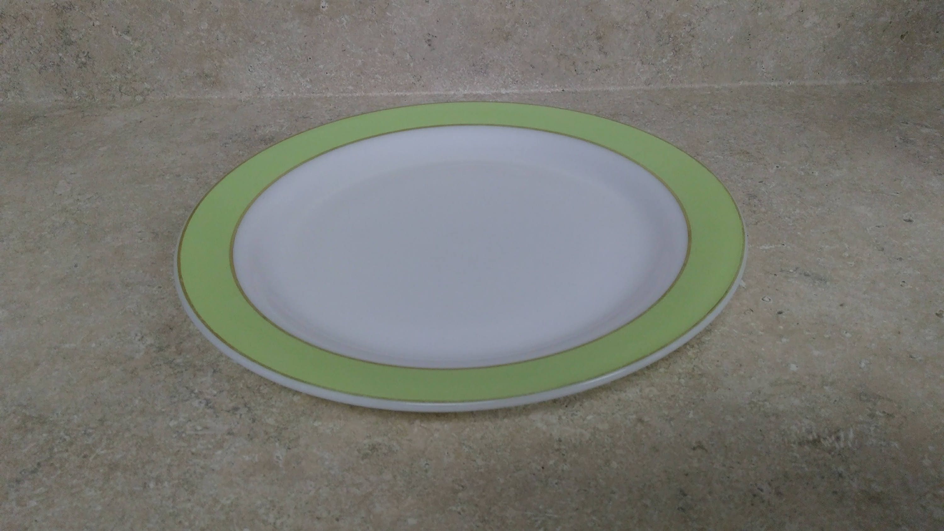 Pyrex Lime Green Band 12 Inch Large Serving Platter With Gold Trim