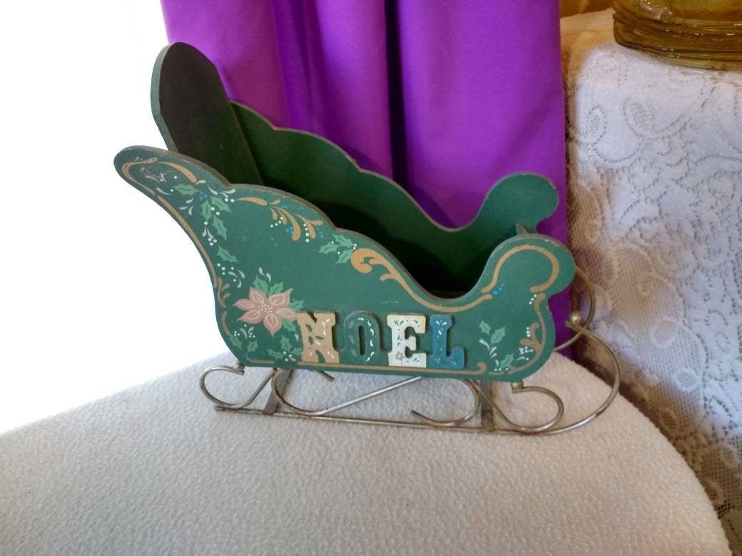 Decorative Wood Sleigh Hand Painted Noel Christmas