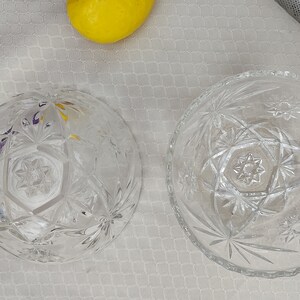 Vintage Glassware, Prescut Cereal Bowls Set Of 2 Anchor Hocking Early American Pressed Glass Cereal Bowl 775 Star Of David Bowl Set image 9