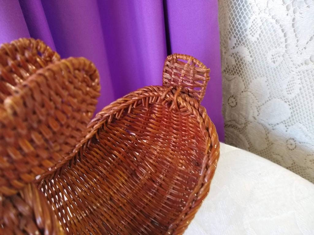 Wicker Easter Basket Easter Bouquet Bunny Gift Craft Easter Centerpiece Brown Wicker Rabbit