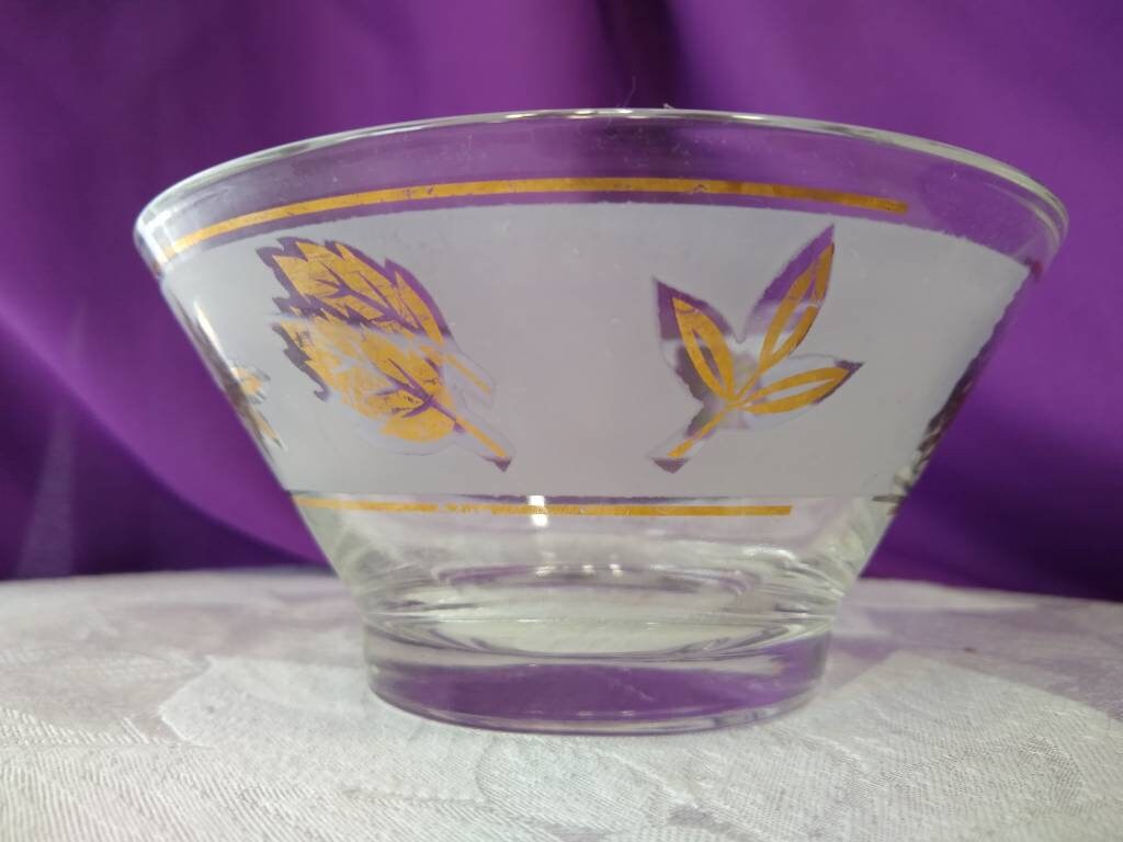 Libbey Vintage Gold Leaf Foliage Dip Bowl Replacement Bowl For Chip And