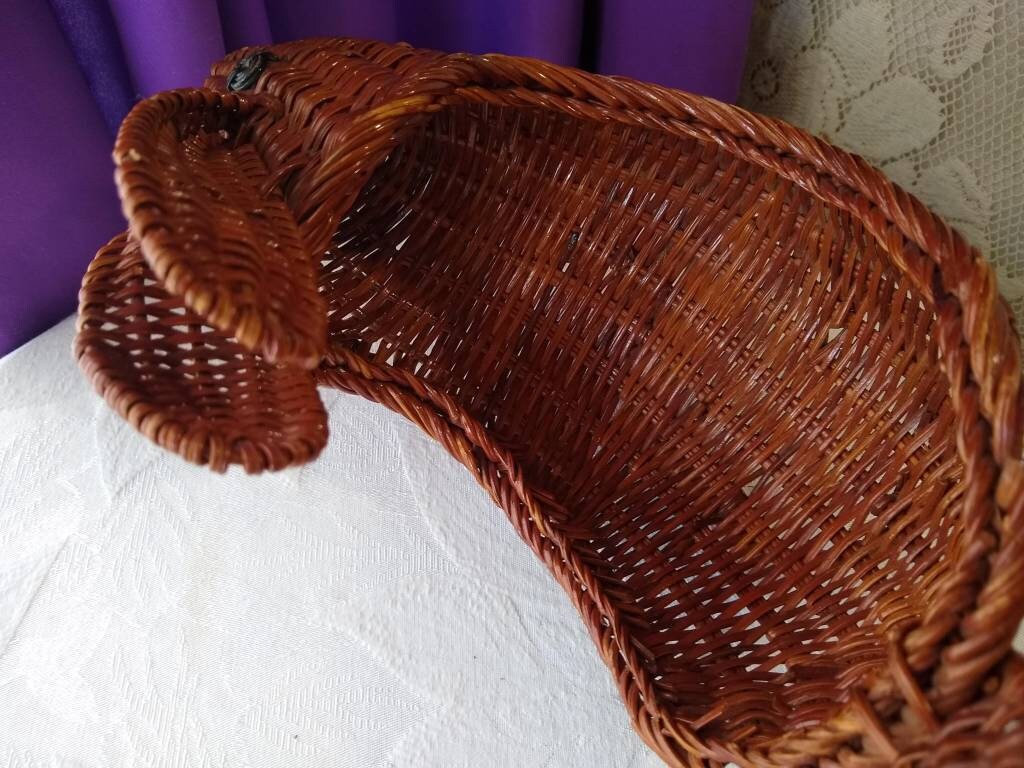 Wicker Easter Basket Easter Bouquet Bunny Gift Craft Easter Centerpiece Brown Wicker Rabbit