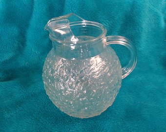 Anchor Hocking Lido Milano Clear Glass Water Pitcher Crinkle