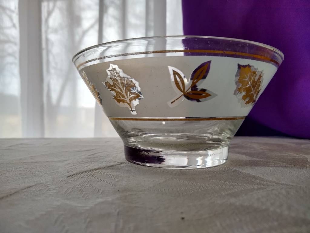 Libbey Vintage Gold Leaf Foliage Dip Bowl Replacement Bowl For Chip And