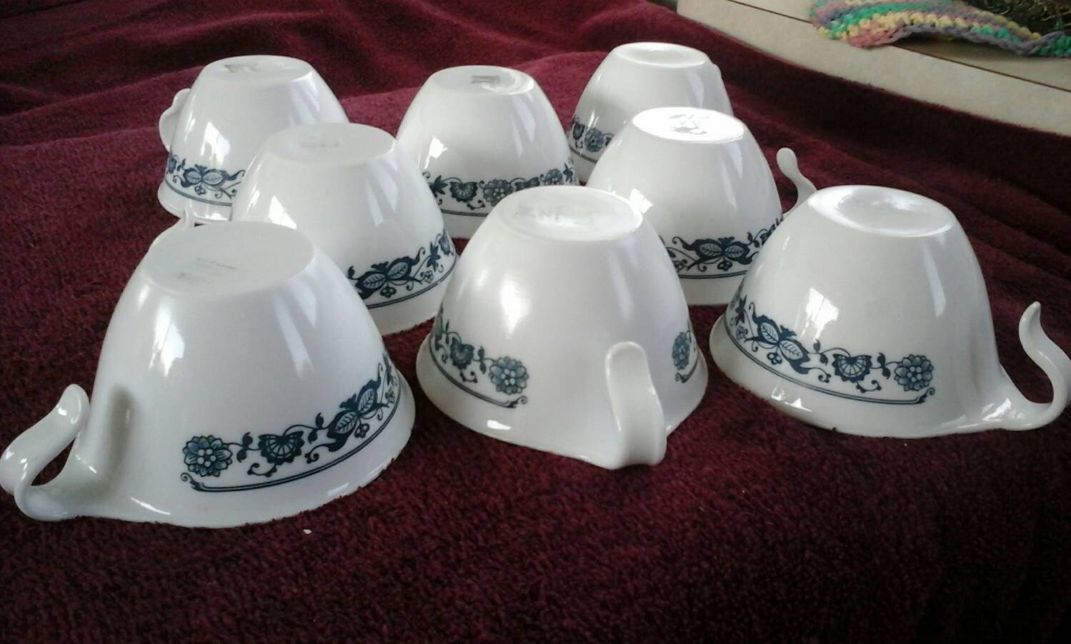 Corelle Old Towne Blue Onion Hooked Handle Coffee Tea Cups Set of 8 ...