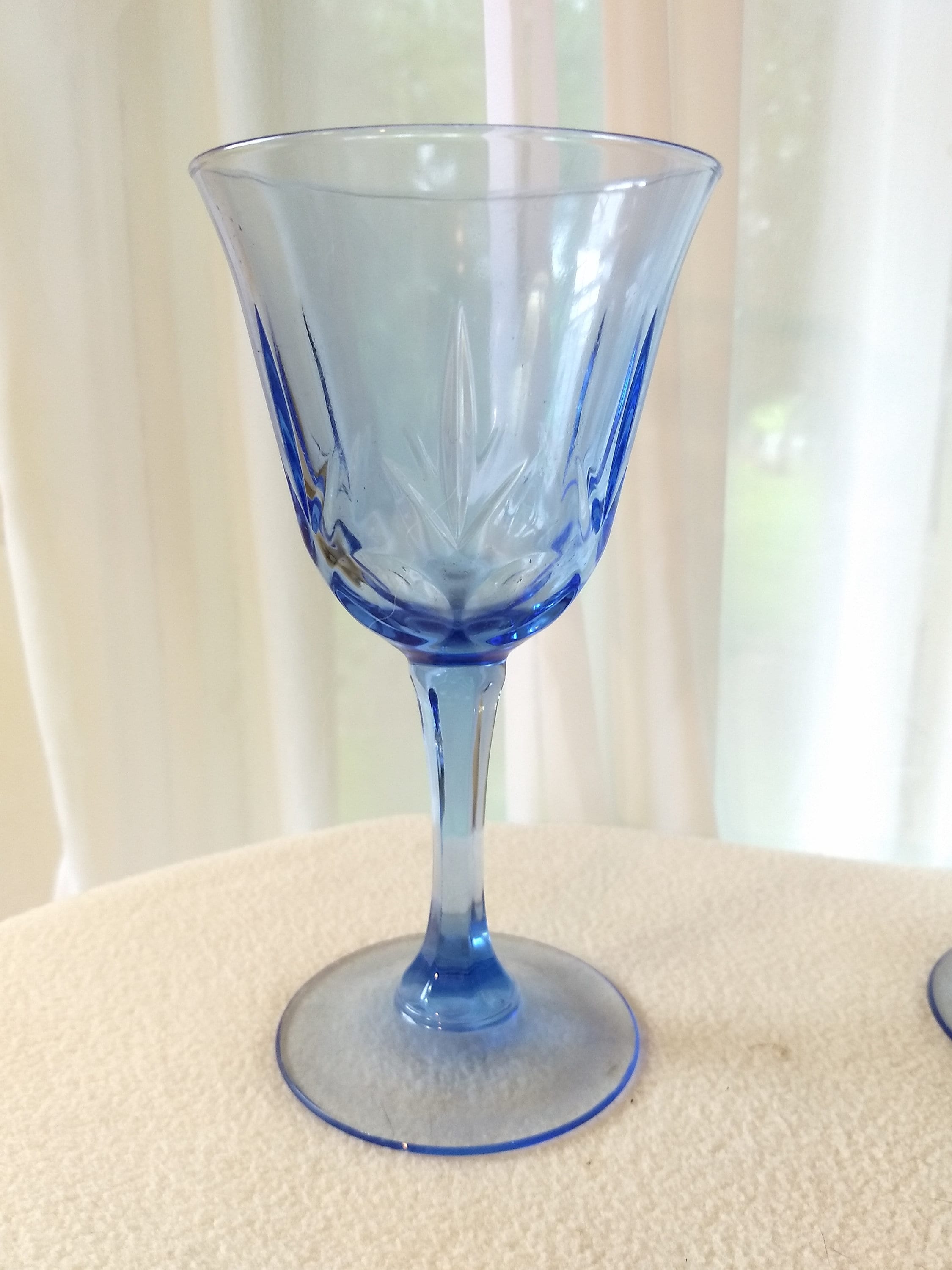 Set Of 4 Vintage Avon Fostoria American Blue Classic Water Goblets Wine
