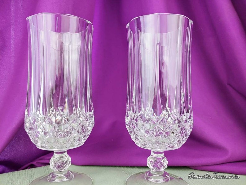 Verres à thé glacé Longchamps en cristal d'Arques-Durand lot de 2 verre soufflé cristal motif verre taillé image 4