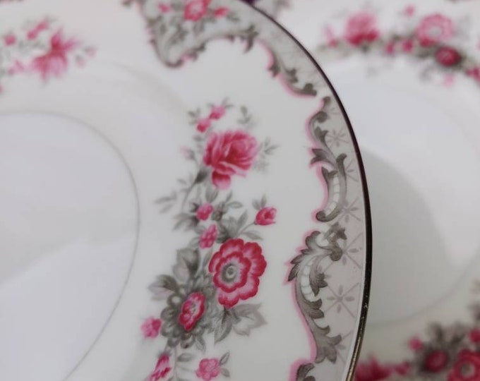 Corsage Salad Plates By Meito Fine China Japan Mid Century Set Of 2 Vintage Porcelain Pink Flowers Floral Dinnerware