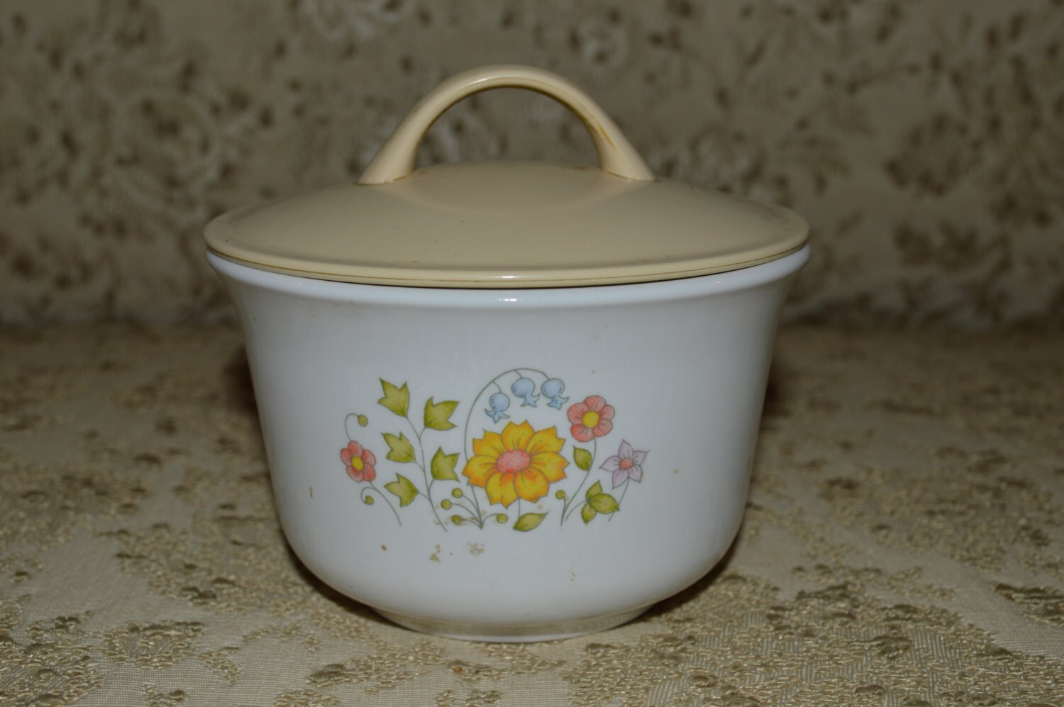 Vintage Corelle By Corning Spring Meadow Sugar Bowl With Lid Retro Kitchen