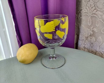 Thumbprint Yellow Feet Goblet Beer Schooner Glass Bartlet Collins Collectible Footed Beer Glass Rare