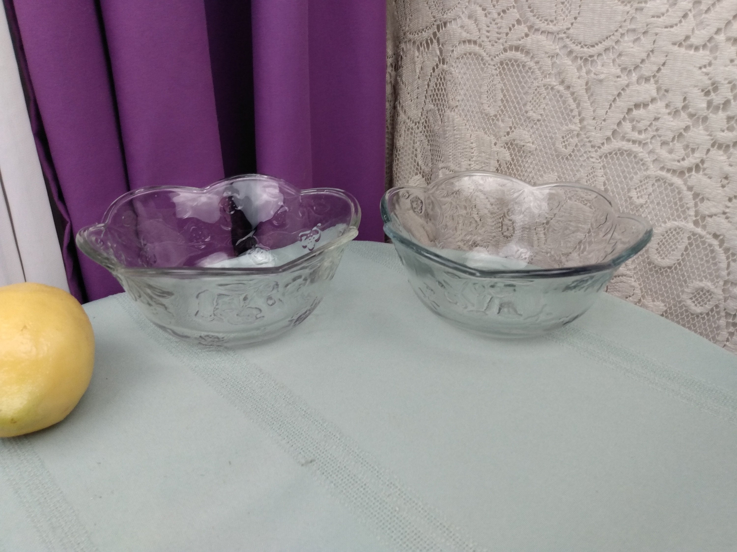 Anchor Hocking Savannah Glass Cereal Bowls Set Of 2 Embossed Petite