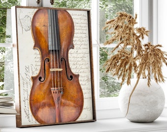 Violin Wall Art Print or Canvas, Vintage Violin Picture, Music Room Wall Art, Musical Instrument Photo, Music Lover Print