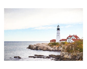 Portland Head Light Print or Canvas for Home Wall Decor: Maine Lighthouse Photography