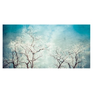 Winter Canvas Wall Art, Snow Landscape, Dramatic Canvas Print, Teal Wall Art on Canvas, Snow and Tree Canvas Art, Winter Landscape image 1