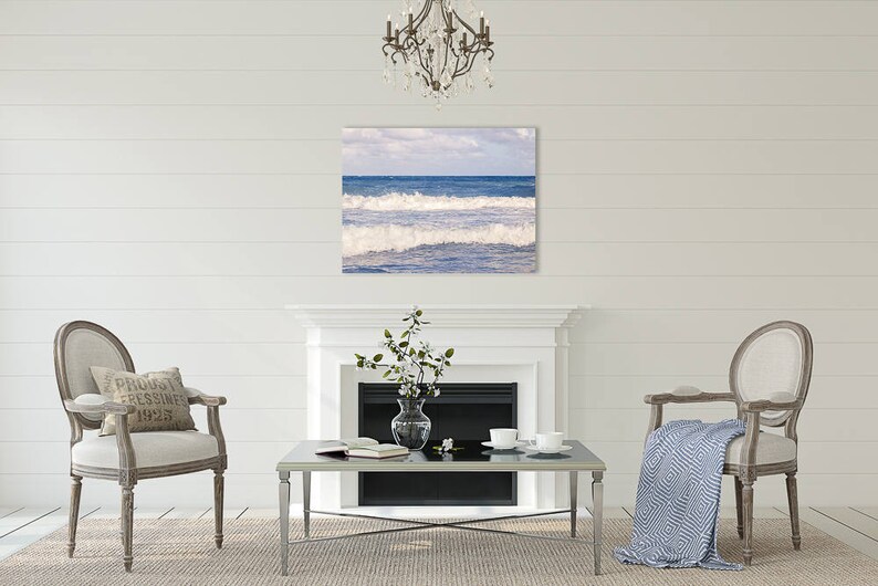 Ocean Canvas Print for Bathroom Wall Art Blue Ocean Waves Etsy