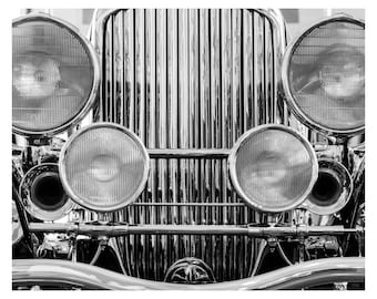 Classic Car Photography on Canvas, Black and White Vintage Car Art, Classic Car Canvas Art, Old Car Wall Art, Antique Car Canvas Art