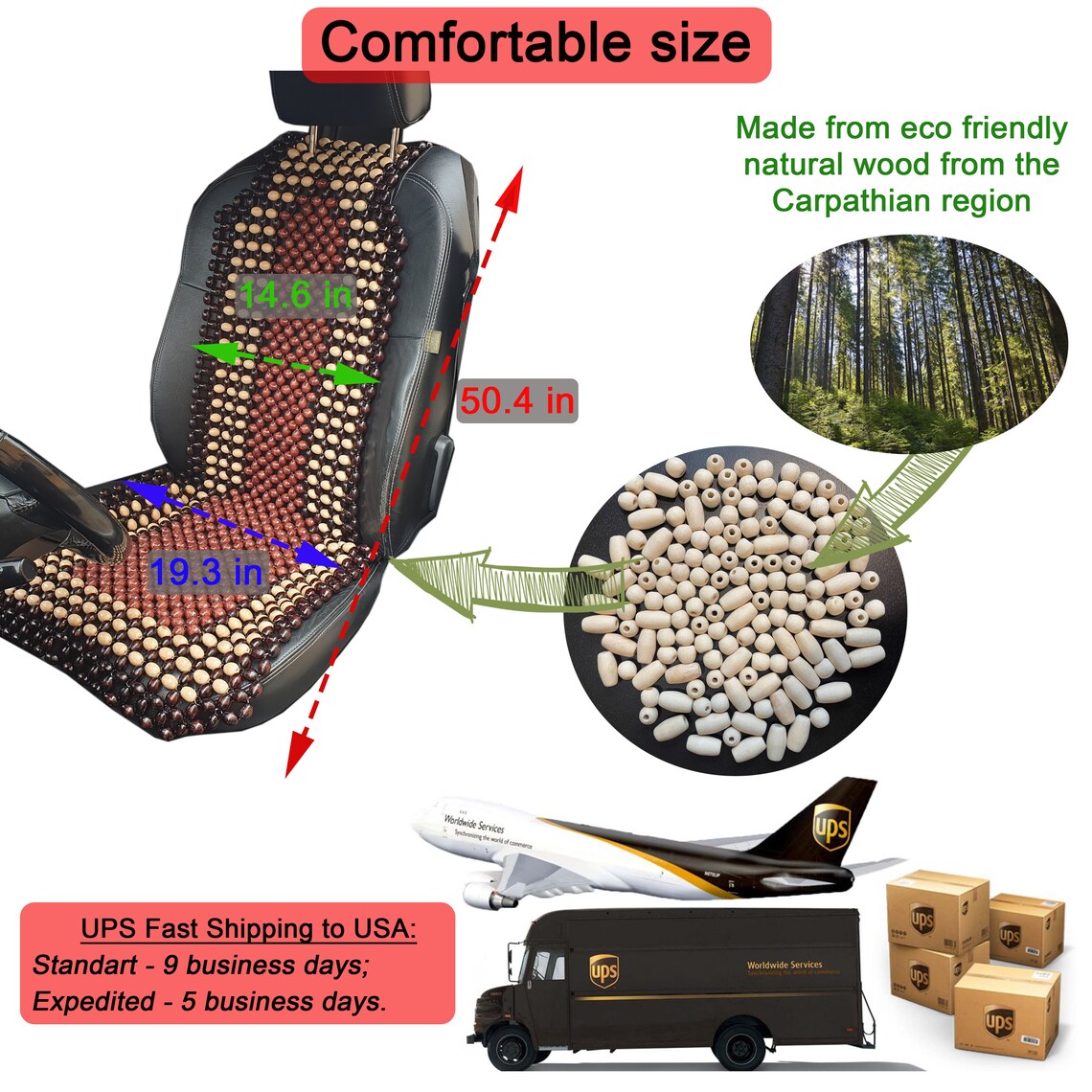 Beaded Car Seat Cover Chair Cushion Massager Wood Bead Auto Etsy