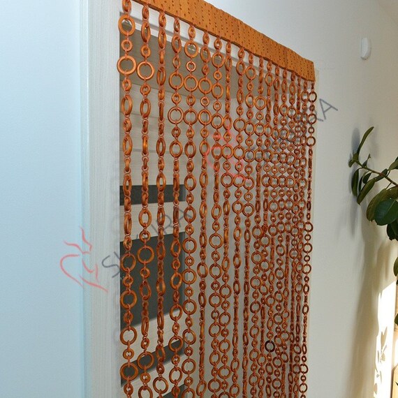 Wooden Door Curtain Wood Curtain Wood Blinds Door Beads Beaded Etsy