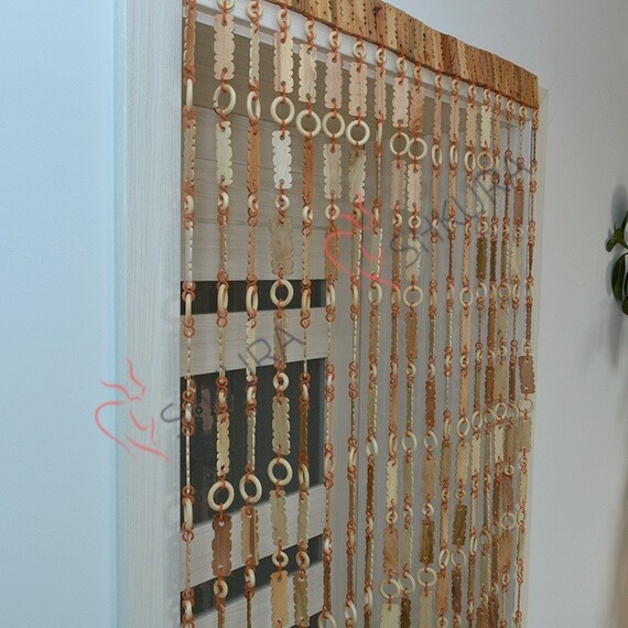 Beaded Door Curtains Panels Hanging Bamboo Wooden Hippie Etsy