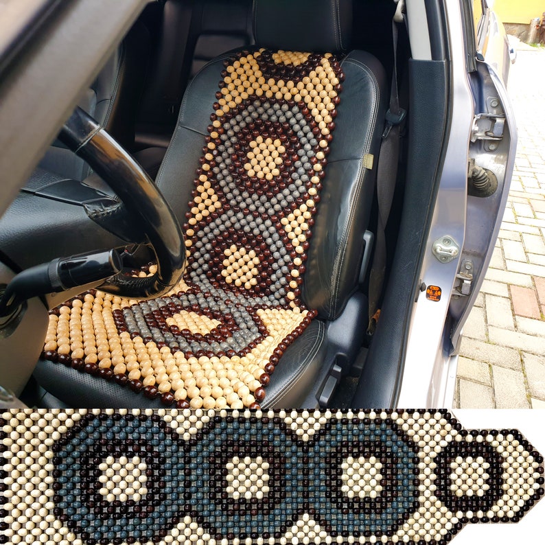 Beaded Car Seat Cover Chair Cushion Massager Wood Bead Auto Etsy