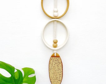 One Of A Kind Wall Hanging / Sunshine Yellow Wall Ornament / Ceramic Wall Decor / Bohemian Modern Decor / Solstice Wall Art / READY TO SHIP
