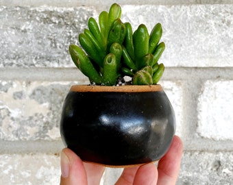 Black Ceramic Planter / Modern Planter Pottery / Mini Planter / Succulent Pot / Ceramic Plant Pot / Plant Lady Gift / Boho Plant Decor