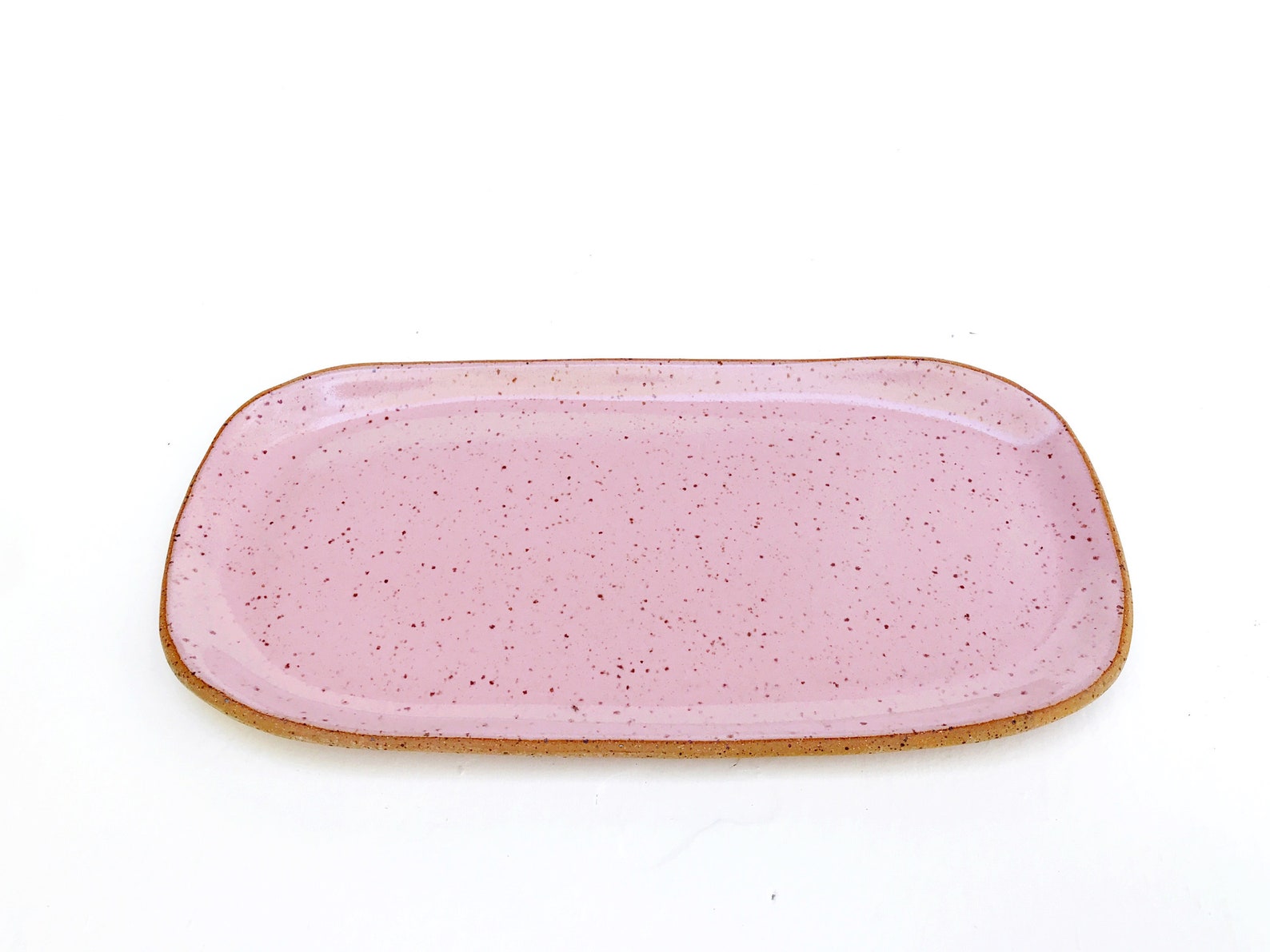 Pink Ceramic Plate / Rectangular Plant Tray / Blush Pink Etsy