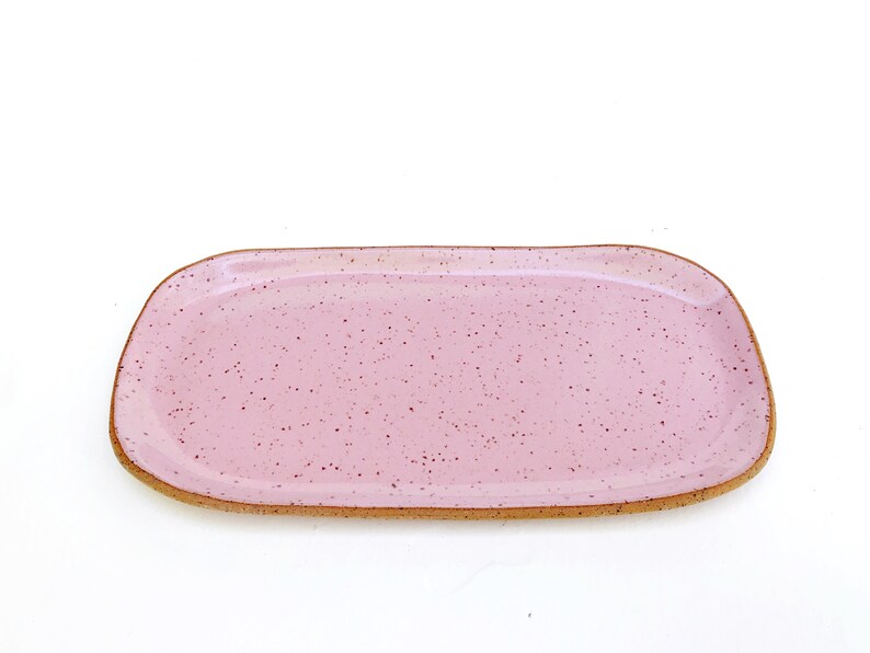 Pink Ceramic Plate / Rectangular Plant Tray / Blush Pink Etsy