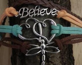 Set-Bracelet/Anklet- Dragonflies/Believe