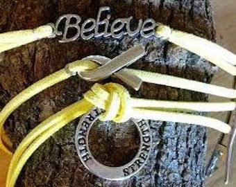 Support/Awareness Bracelet- Spina Bifida, Bone/Sarcoma Cancer
