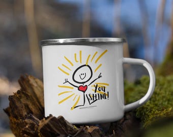 White enamel cup "You SHINE!"