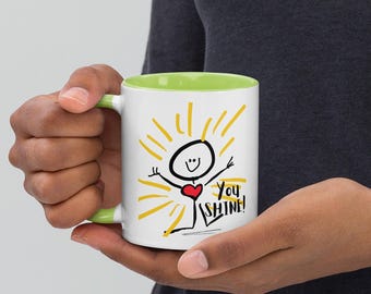 White and Green Inside "You Shine" Mug