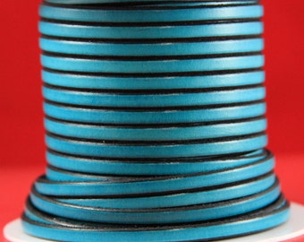 Natural Blue #4 5mm Natural Blue Round Leather Cord Premium Quality 5mm Round Leather Cord LCR5