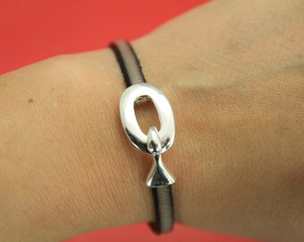 Qty1 FC0155MADE in EUROPE zamak horseshoe shape clasp for 10mm flat cord D-ring zamak clasp TMN1S