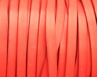 Coral  Silver per INCH 10mm Flat Leather Cord