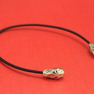 6/2 MADE in EUROPE 2 zamak cord ends, silver cord ends, 2mm round cord hammered ends, zamak 2mm round cord ends, Qty2