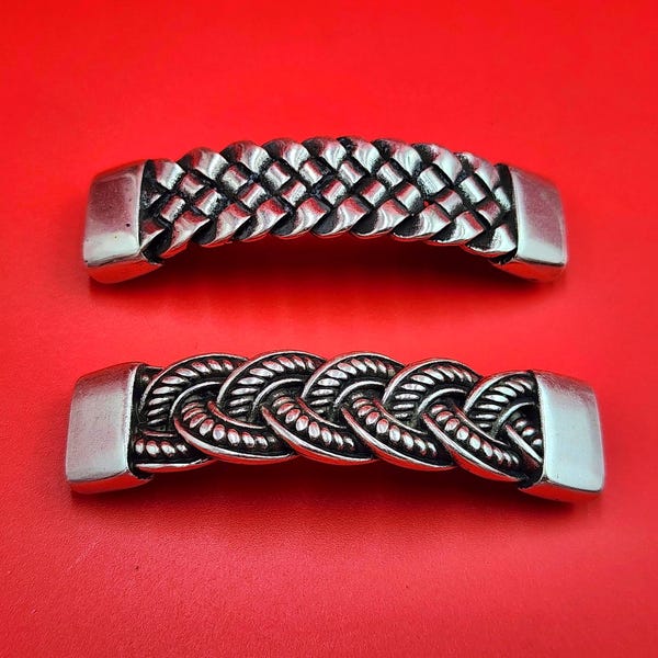 C0208>> MADE in EUROPE zamak connector, zamak embossed connector, zamak connector for 10mm flat leather cord qty1