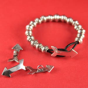RC0041&gt;&gt; MADE in EUROPE 2 arrow toggle bars, silver arrow bar clasp for bracelet (ABLZ166S) Qty2