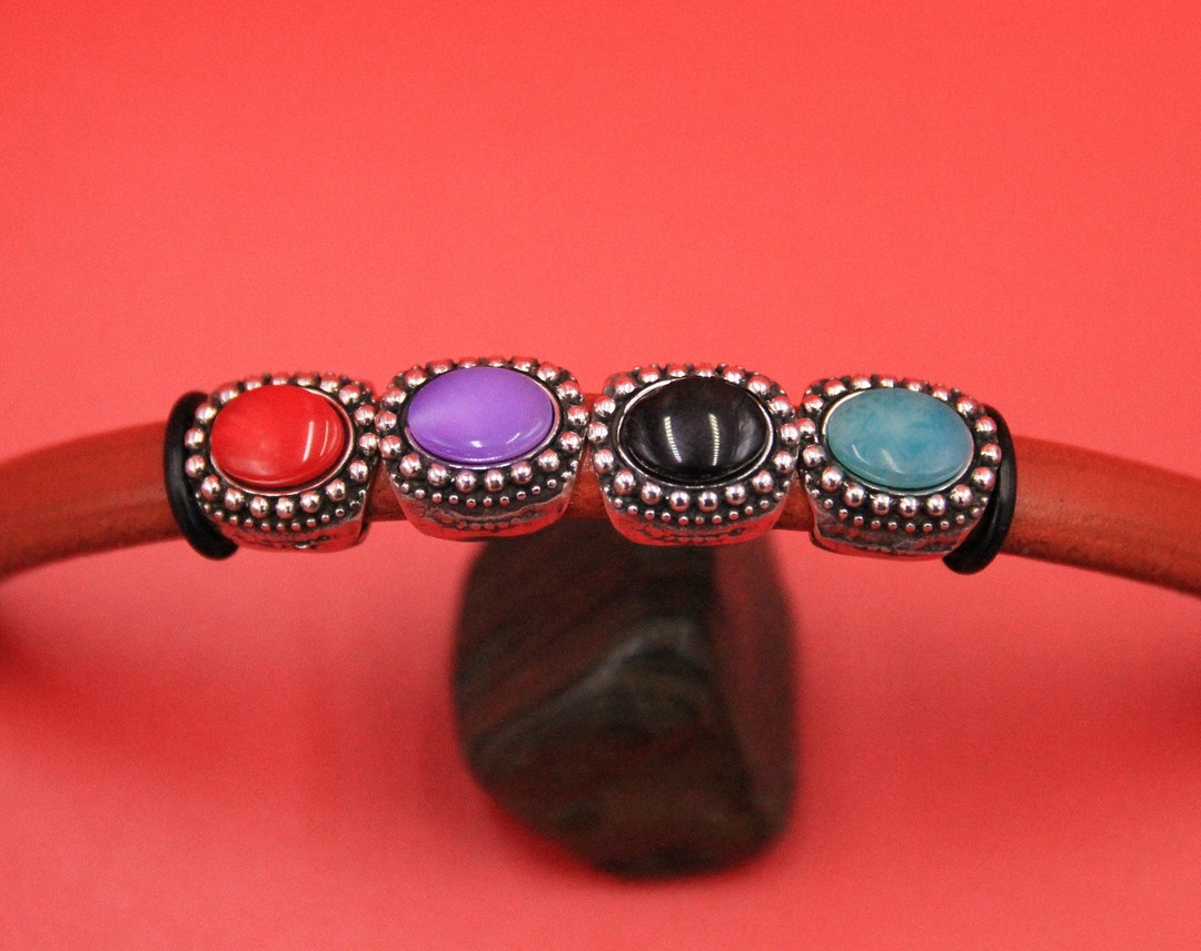 Ls0105 MADE IN EUROPE Licorice 2 Sliders With Cabochon, Licorice